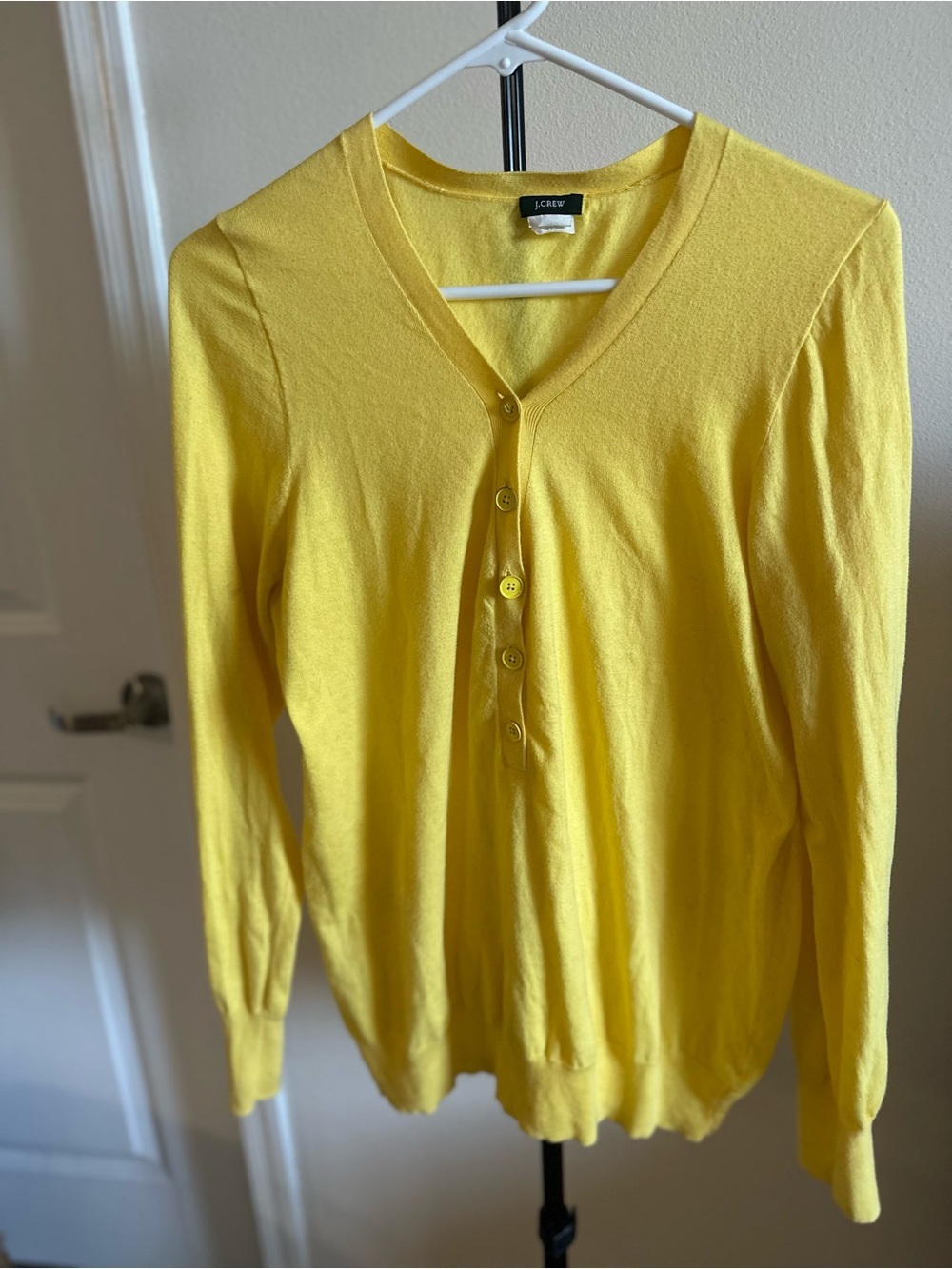 J. Crew 100% Cotton Sunny Yellow V-Neck Button Pullover - Picture 5 of 10